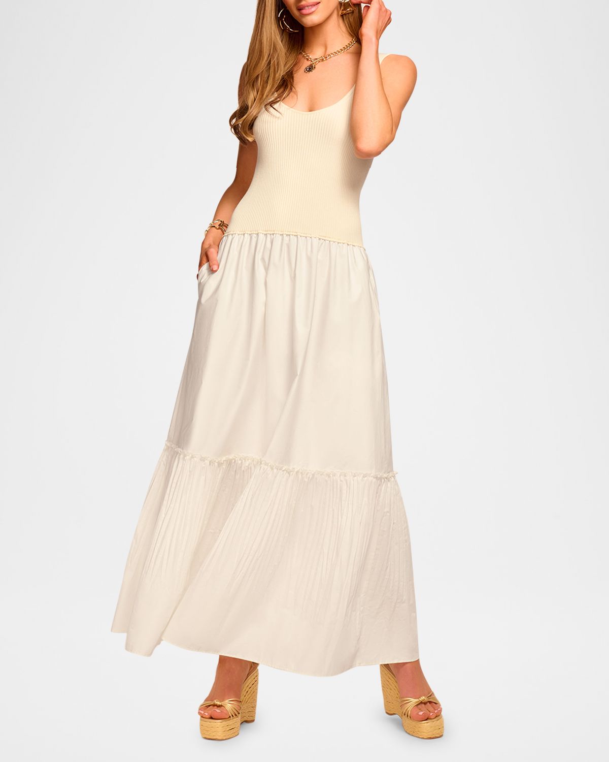 Ramy Brook Dawson Mixed-Media Maxi Dress