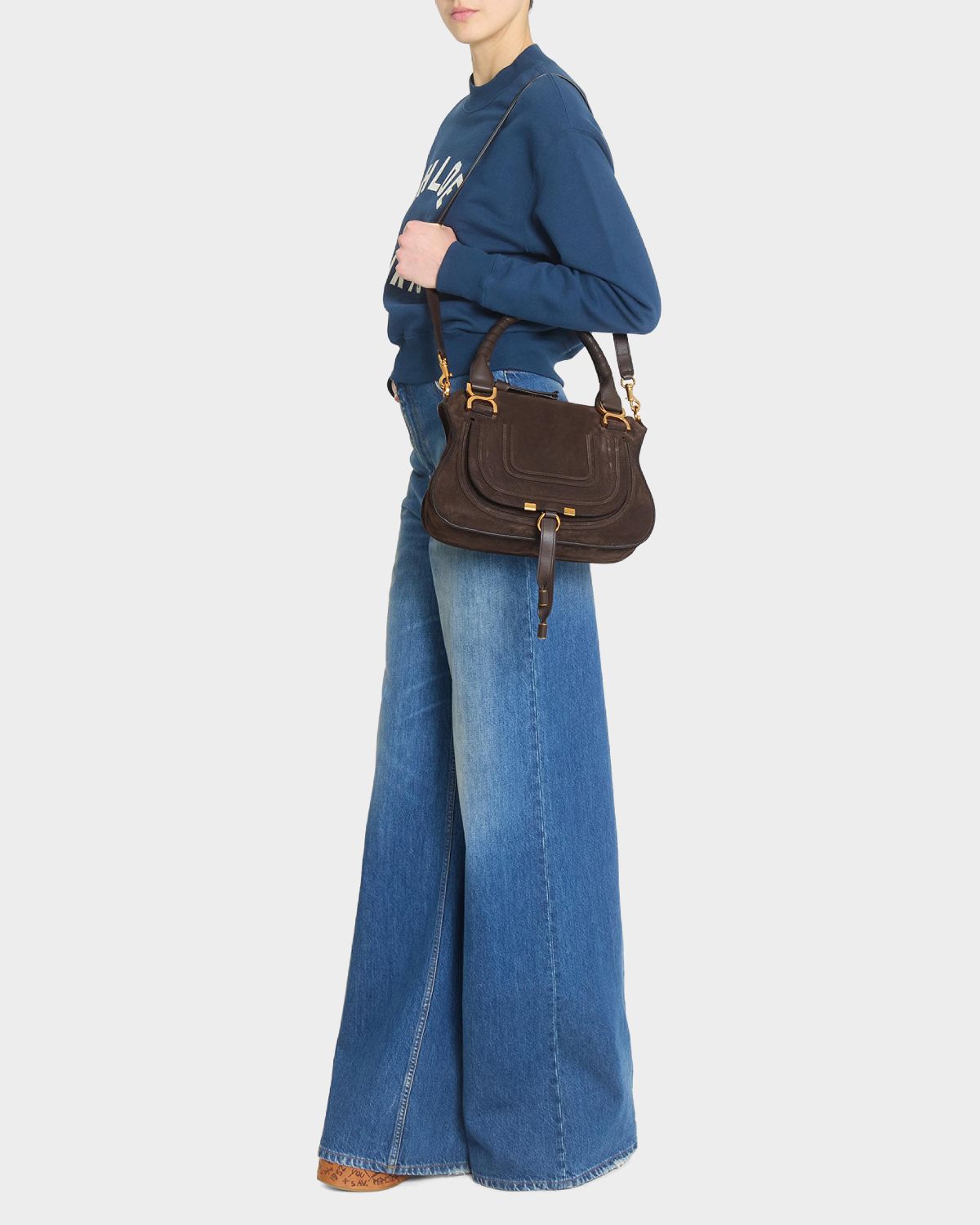 Chloe Marcie Double Carry Satchel in Calfskin Suede | Thumbnail 7 Chloe Marcie Double Carry Satchel in Calfskin Suede | Thumbnail 7