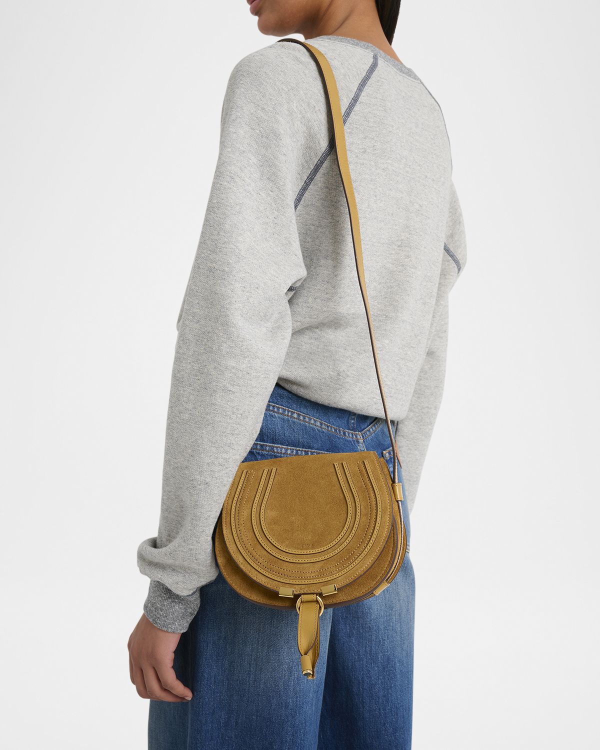 Chloe Marcie Flap Saddle Crossbody Bag in Suede
