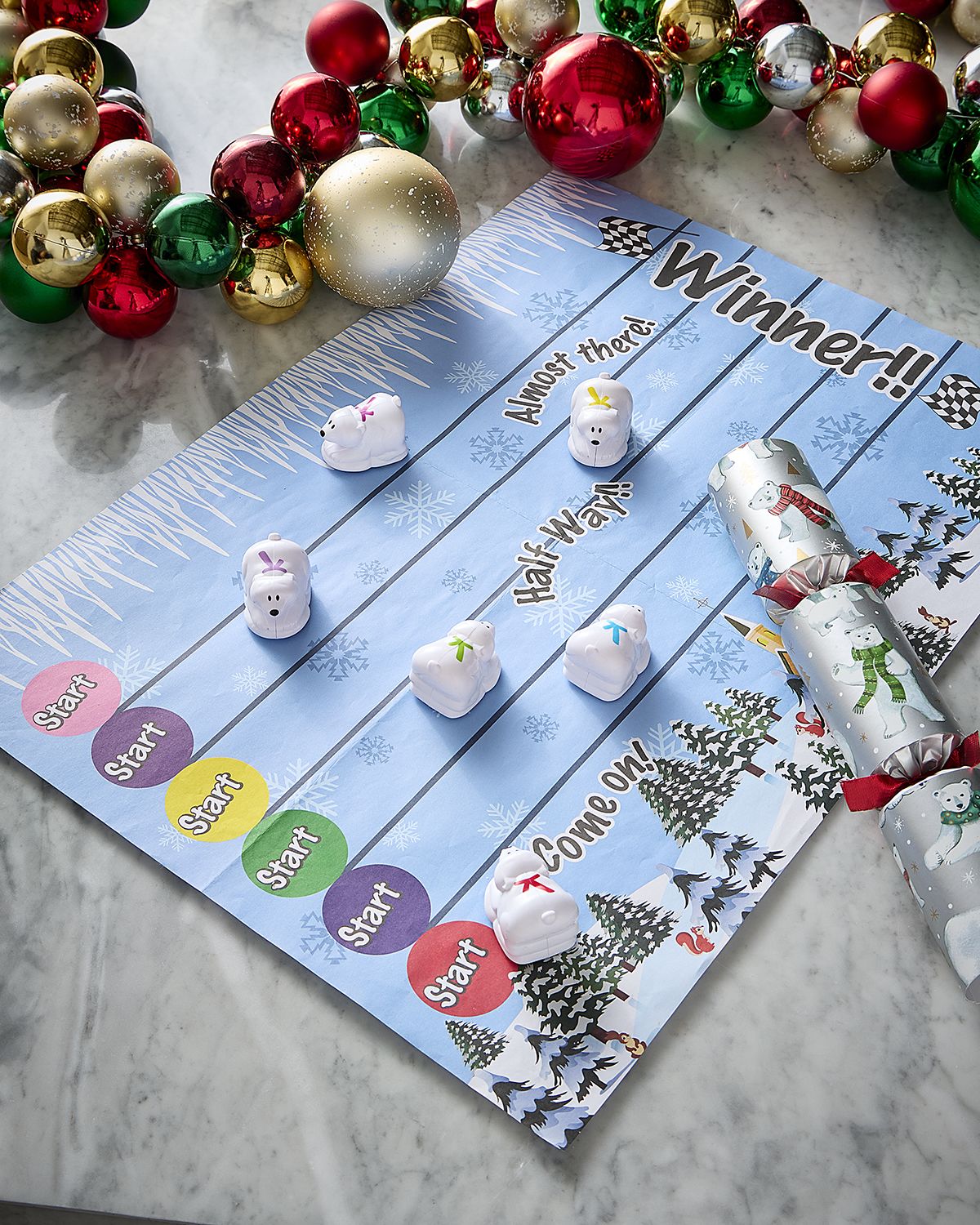 Robin Reed Racing Polar Bear Christmas Crackers, Set of 6