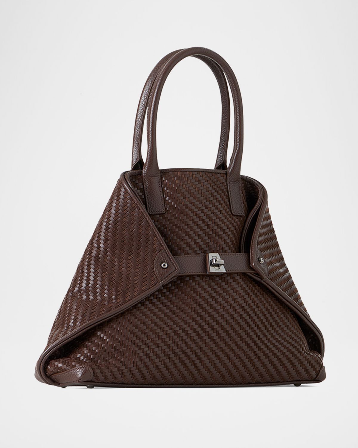 Akris Small Woven Leather Tote Bag