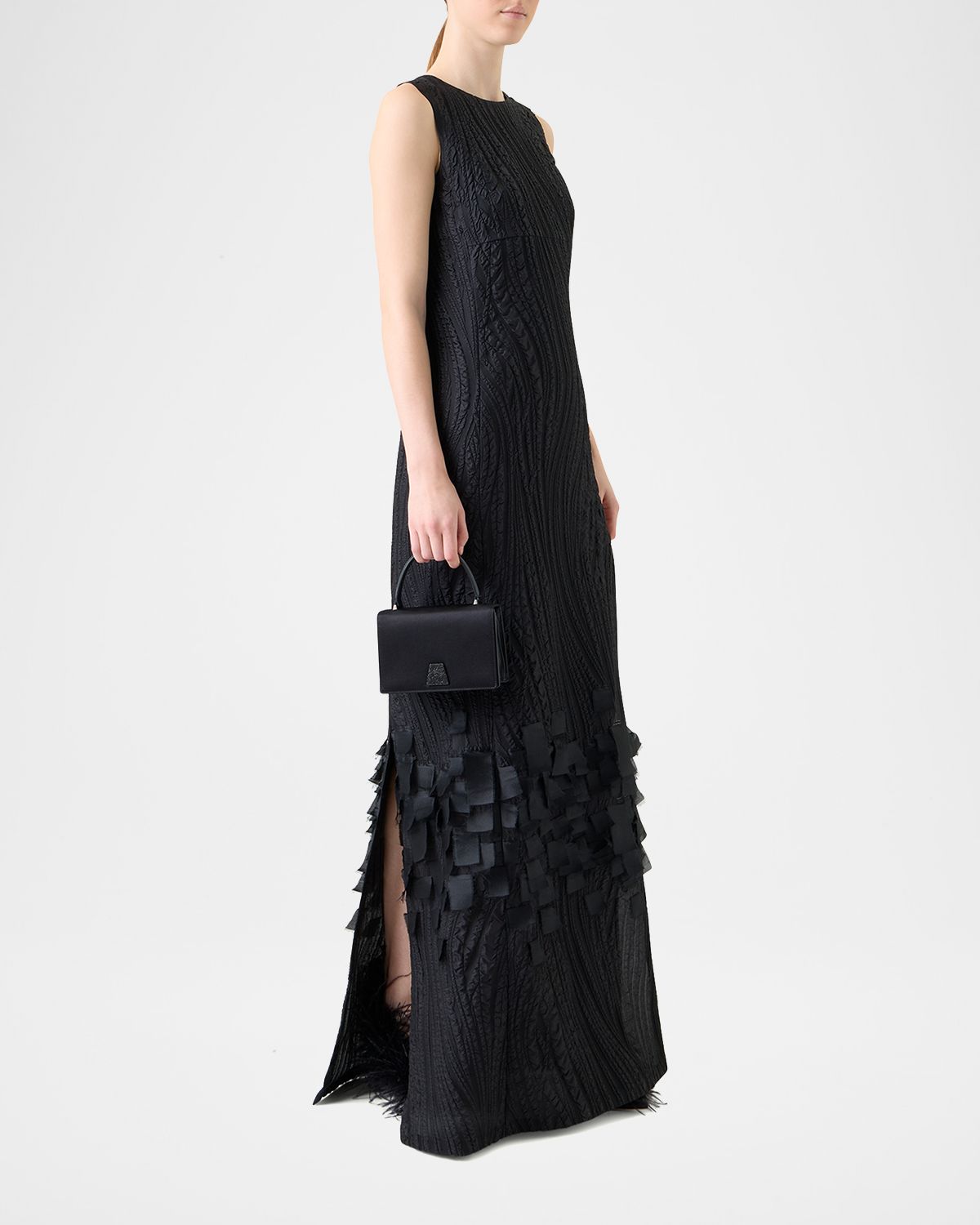 Akris Alice Crystal Trapezoid Satin Micro Top-Handle Bag