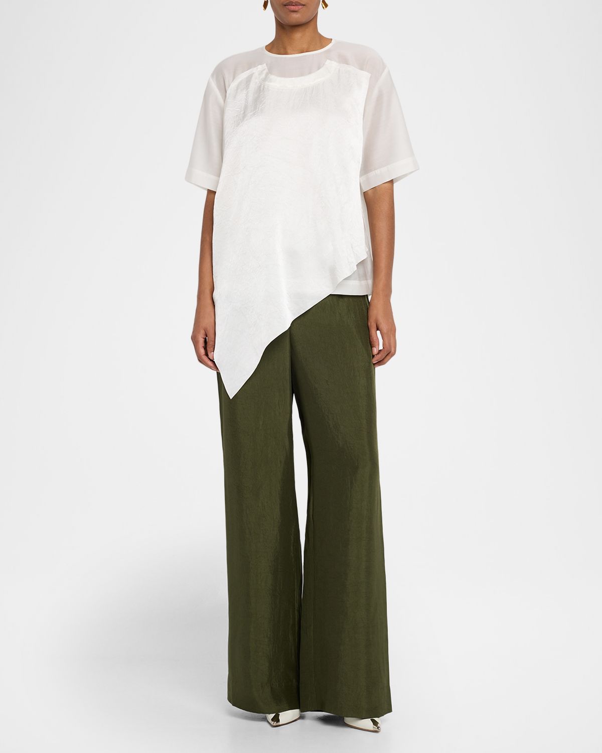 Jason Wu Collection Shantung And Crinkled Satin T-Shirt