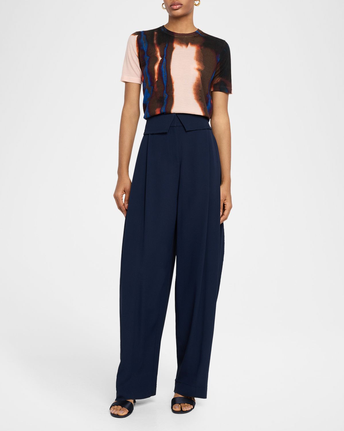 Jason Wu Collection Foldover-Waist Pleated Wide-Leg Pants