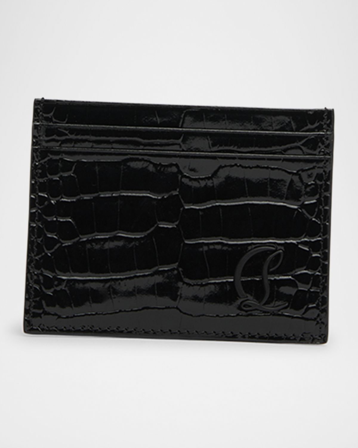 Christian Louboutin Men 's Mooncrest Croc-Print Leather Card Holder