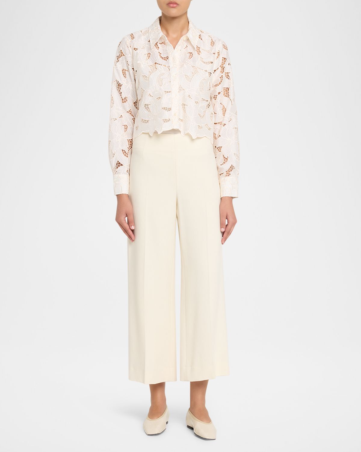 L 'Agence Akemi Cropped Button-Front Shirt