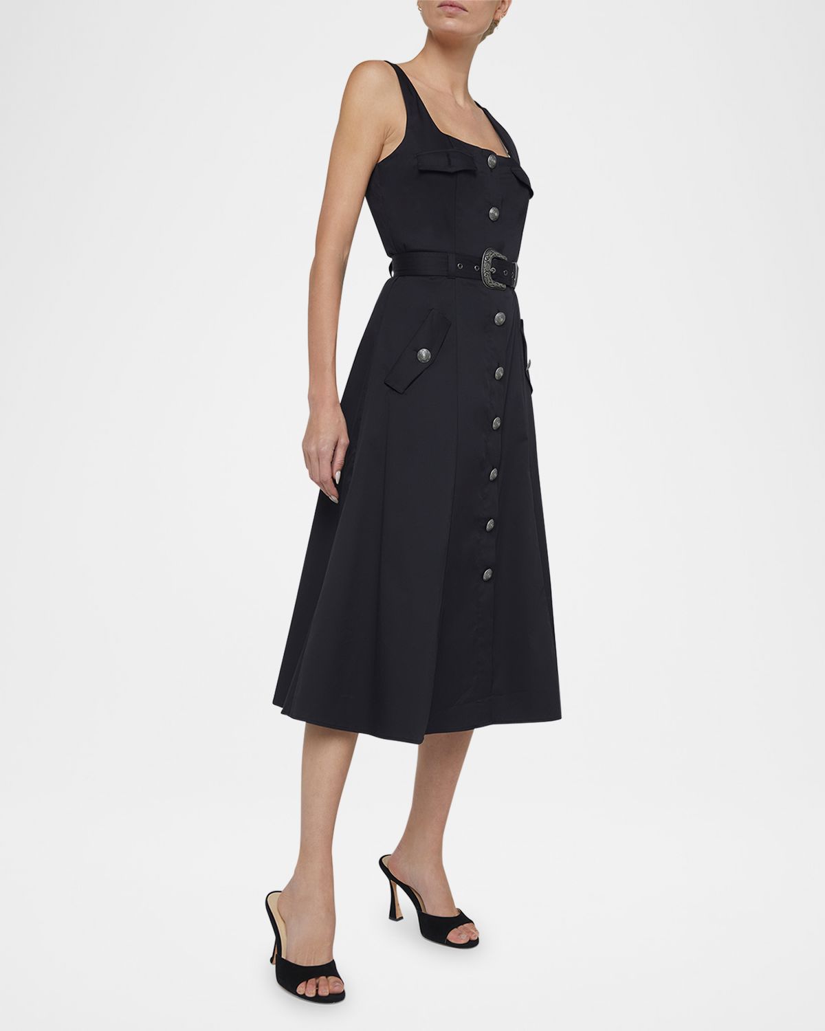 L 'Agence Tazia Scoop-Neck A-Line Dress