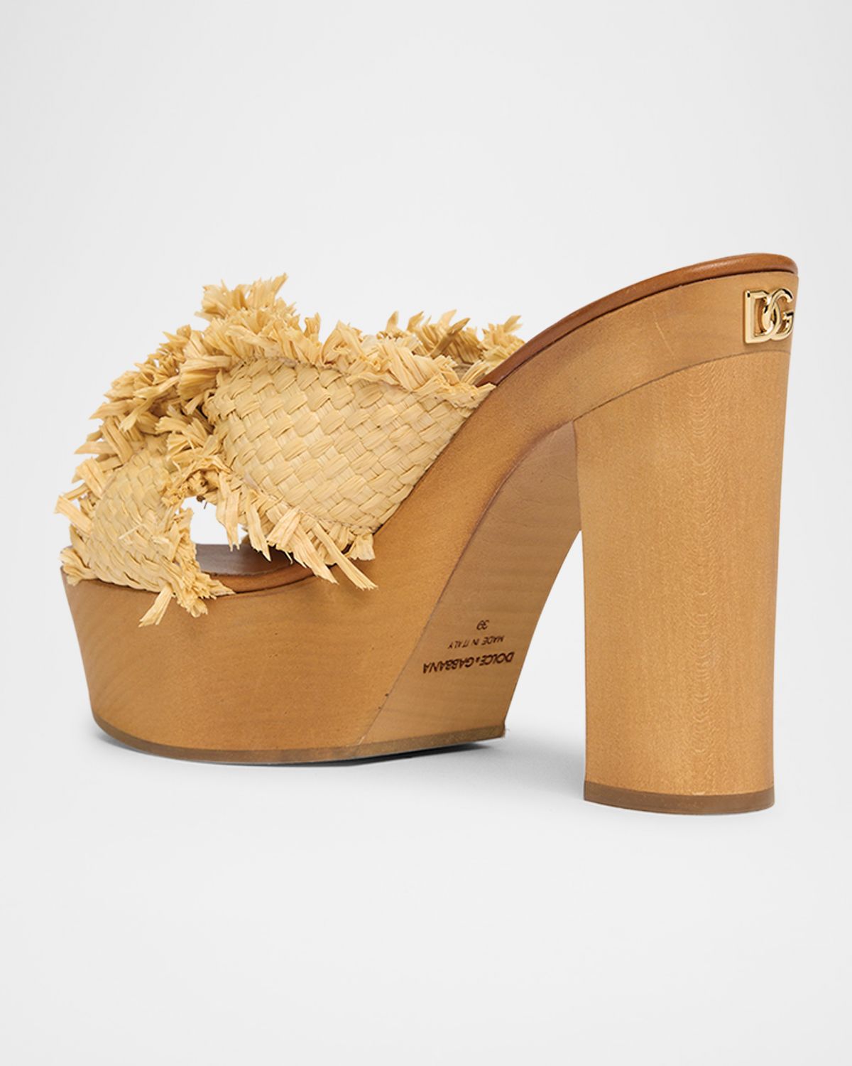 Dolce & Gabbana Knotted Crossover Raffia Platform Sandals