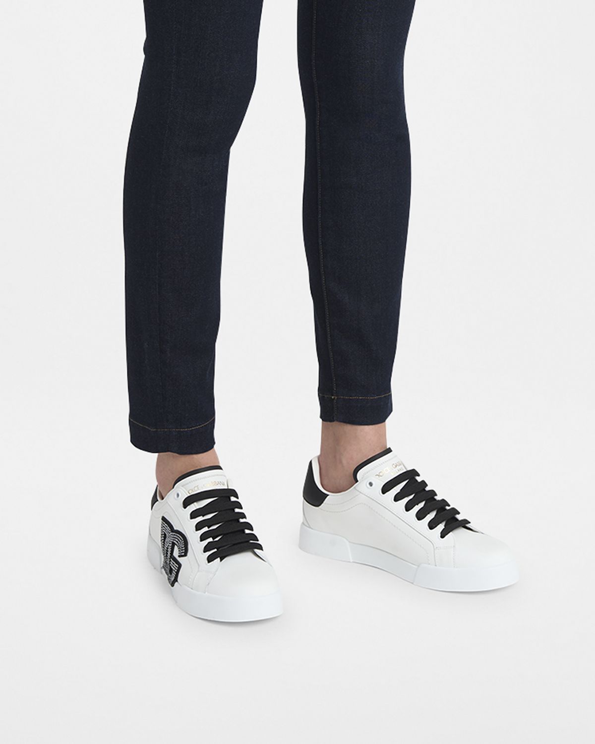 Dolce & Gabbana Bicolor Crystal DG Low-Top Sneakers