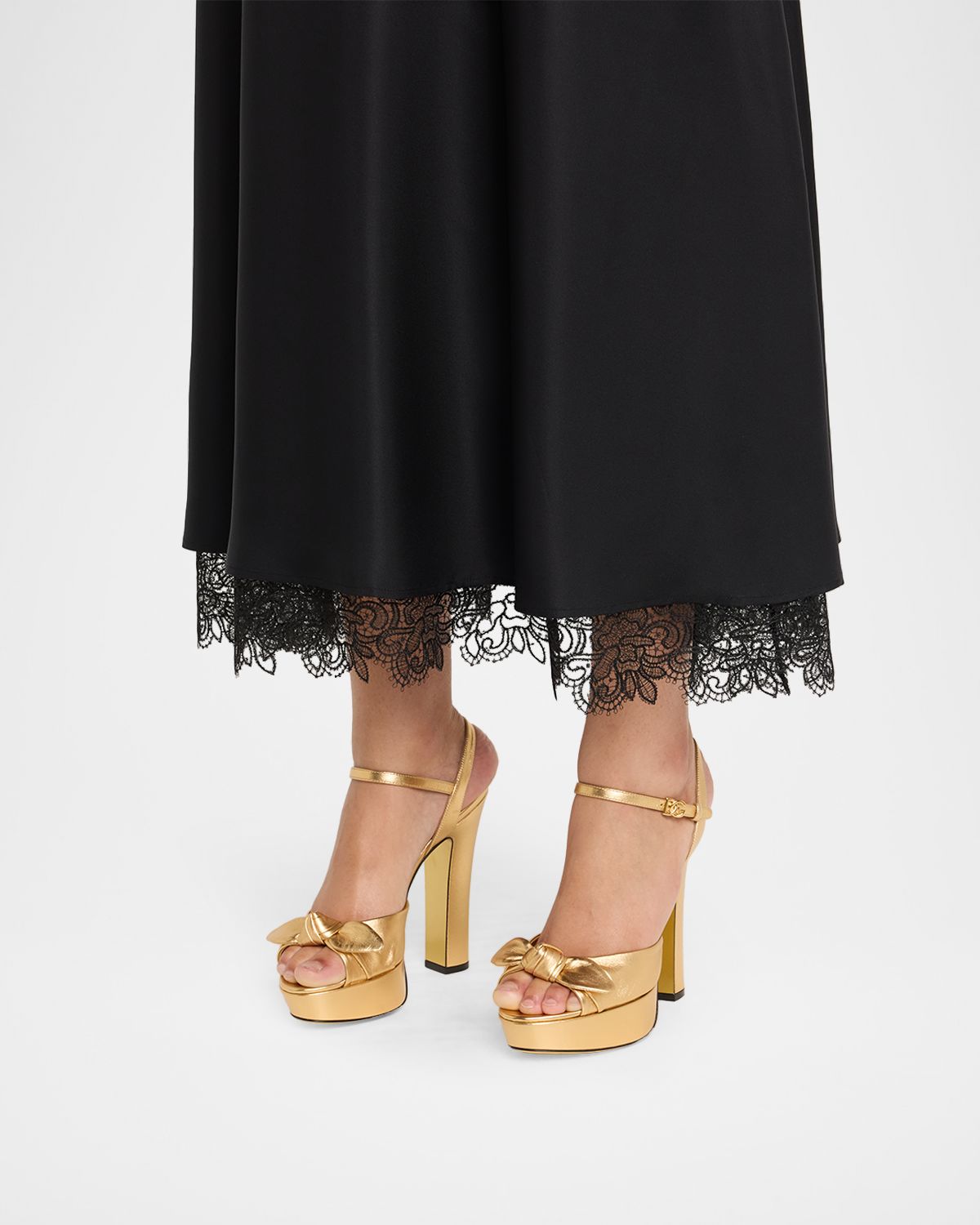 Dolce & Gabbana Metallic Knot Platform Sandals