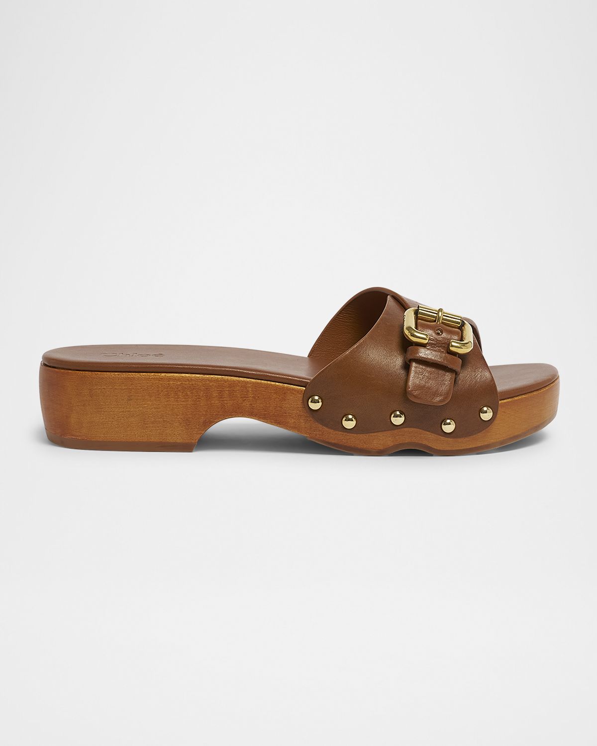 Chloe Jeannette Leather Buckle Clog Sandals