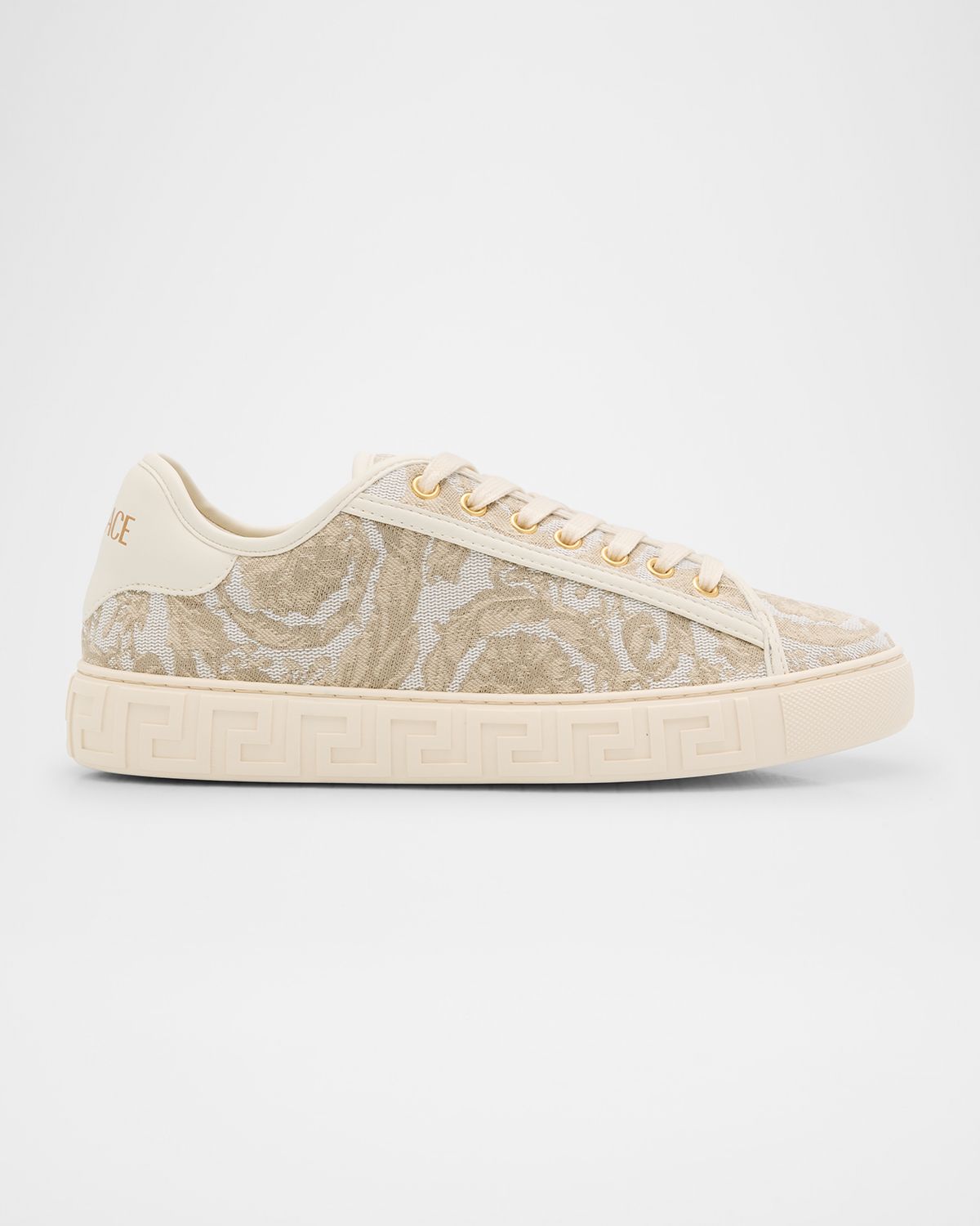 Versace La Greca Embroidered Low-Top Sneakers