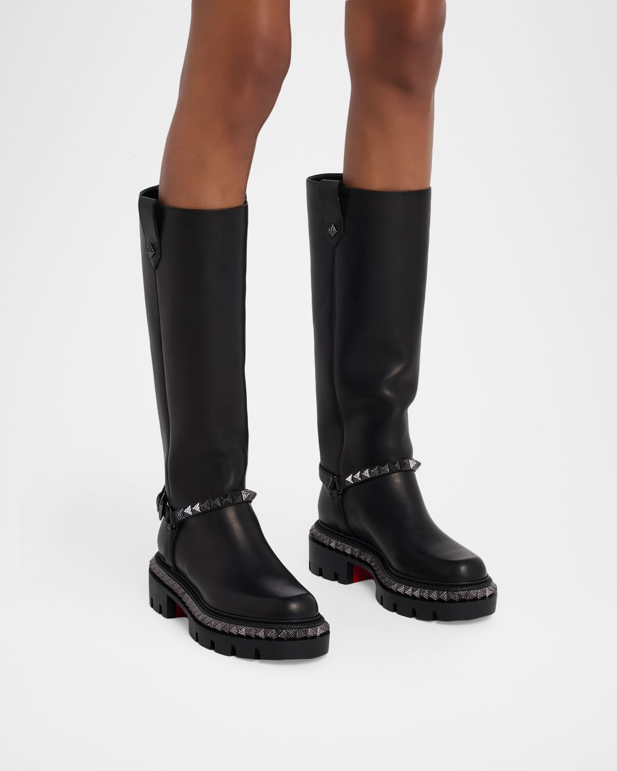Christian Louboutin Marinetta Pyraclou Leather Knee-High Boots