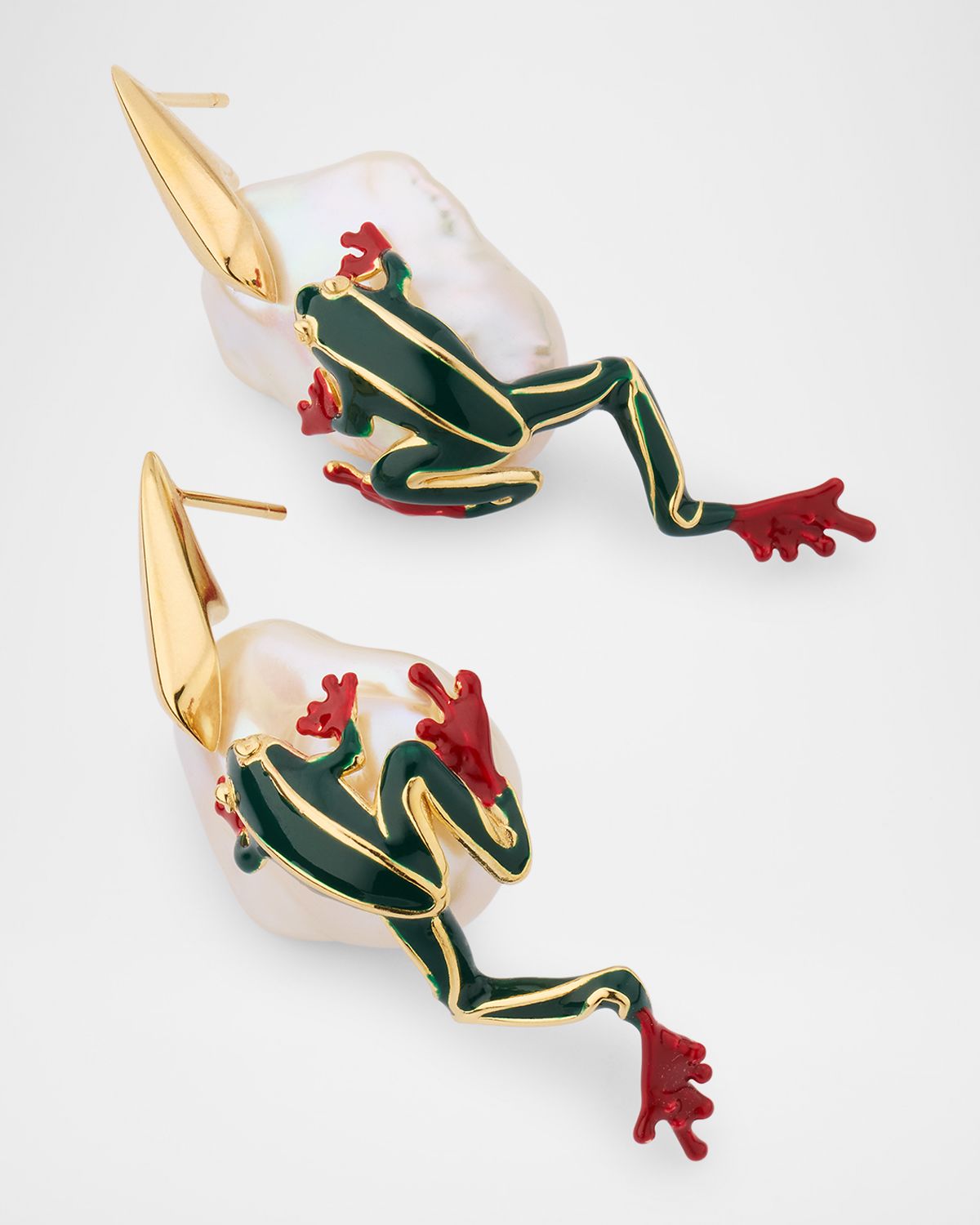 Bottega Veneta Rana Frog Earrings with Freshwater Pearls - Women's Jewelry And Watches