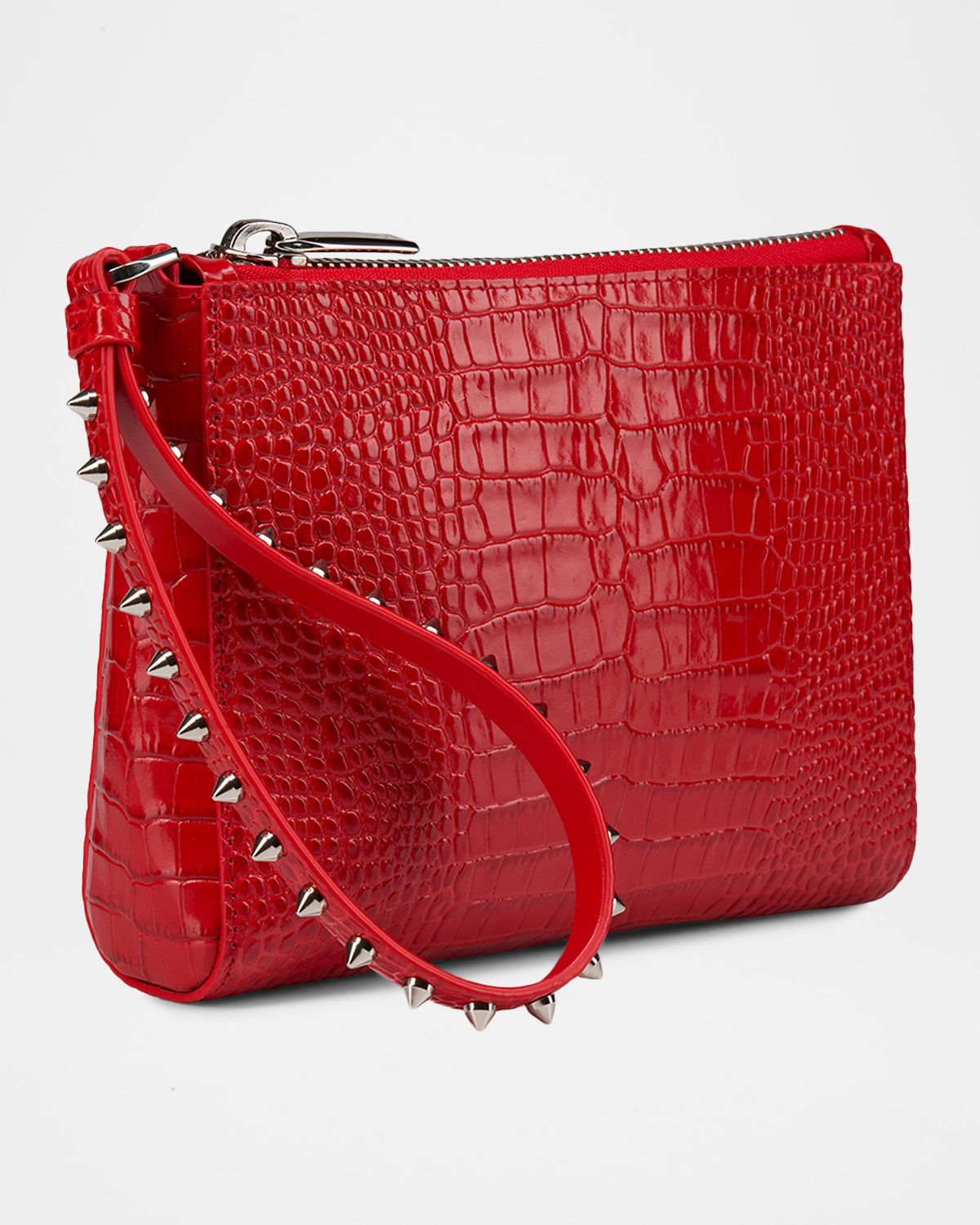 Christian Louboutin Cabata Mini Pouch Bag in Croc-Embossed Leather