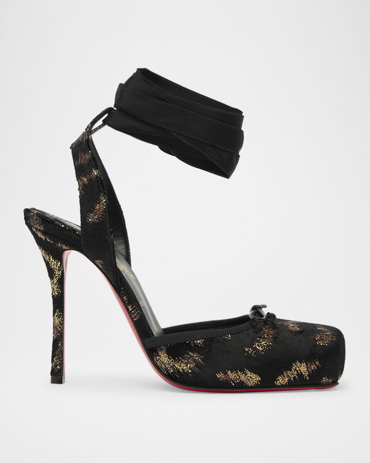 Christian Louboutin 100mm Cassia Silk Ankle-Tie Ballerina Pumps