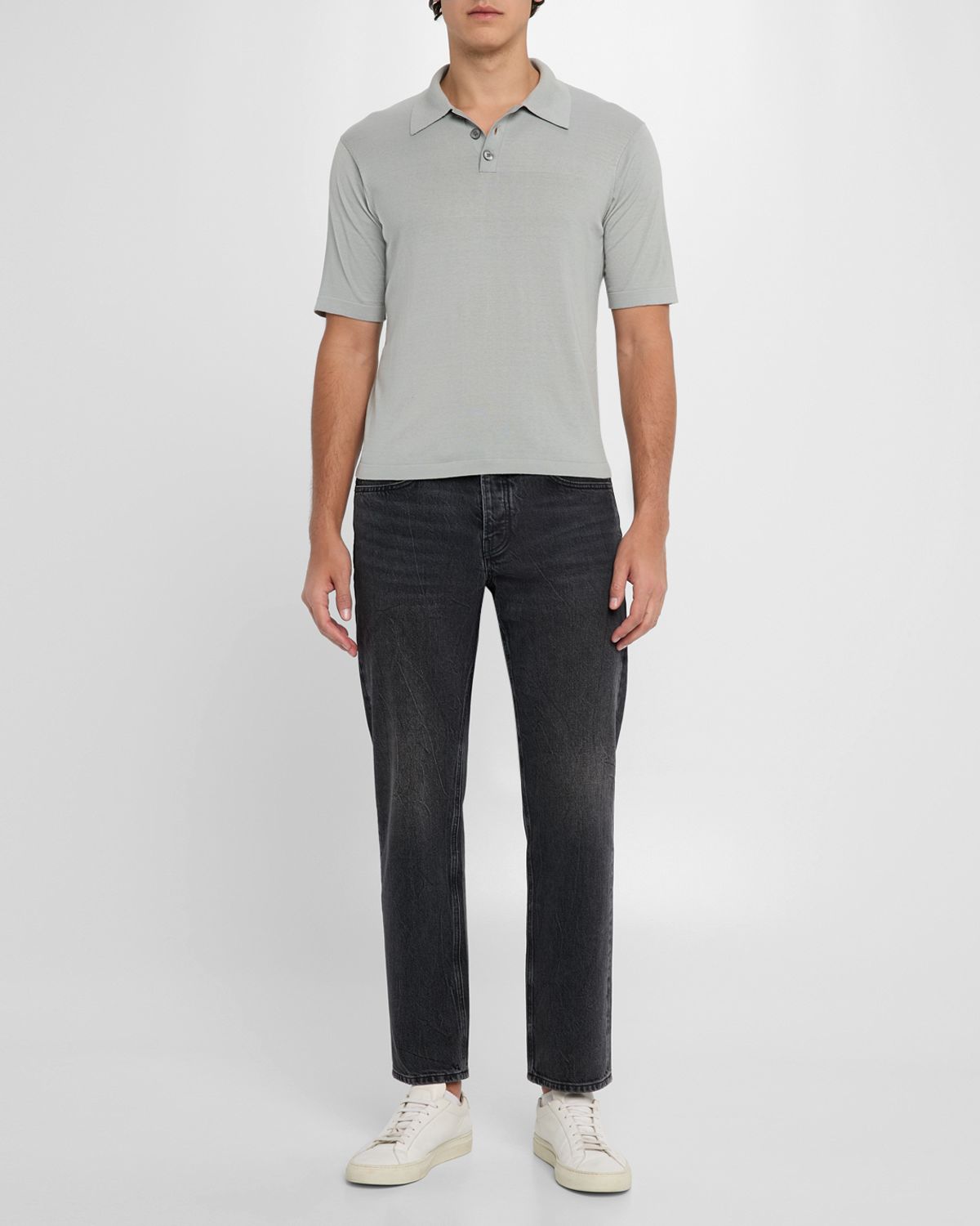 FRAME Men 's Cotton Silk Polo Sweater