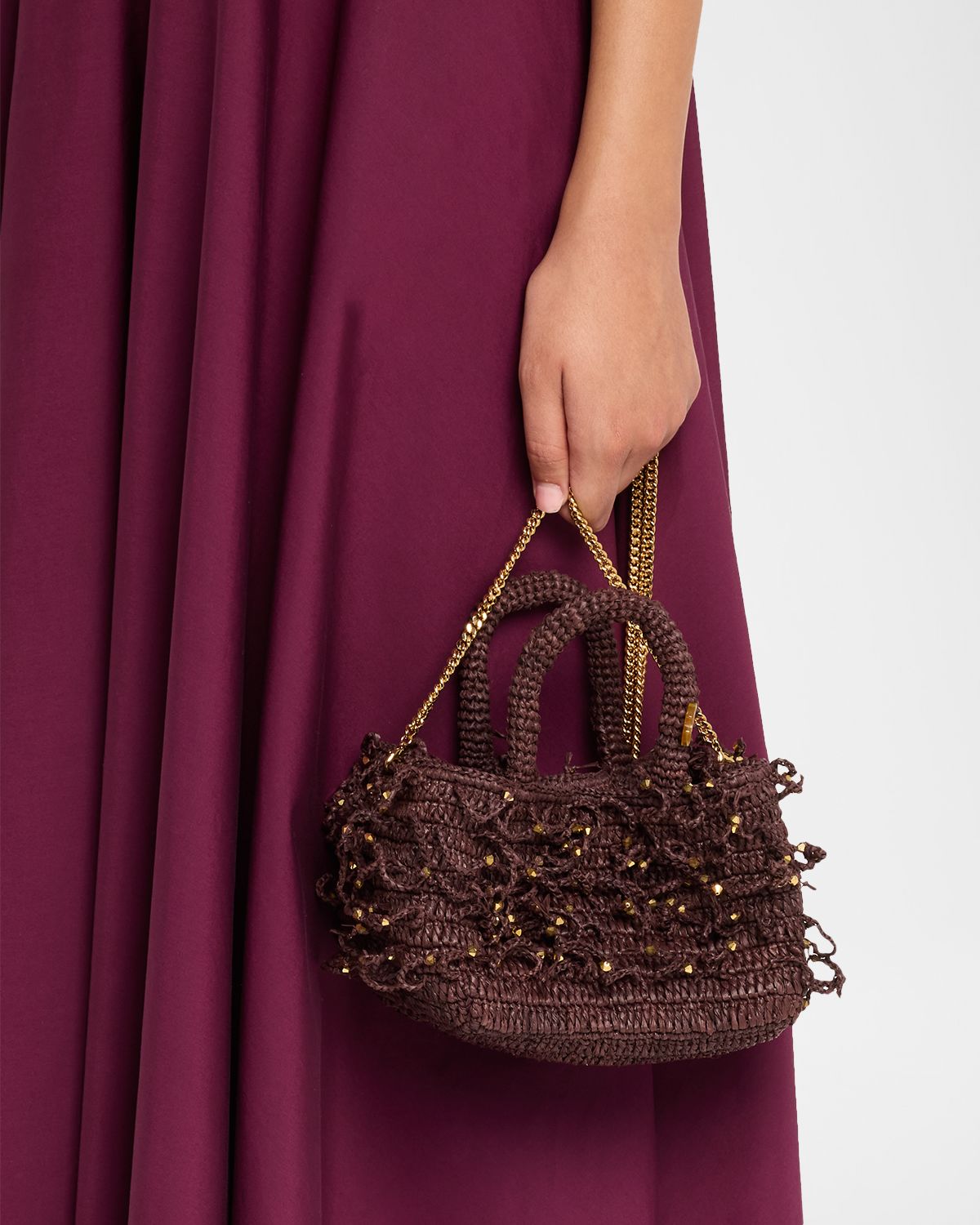 Made For A Woman Fanny Woven Top-Handle Bag with Beaded Fringe