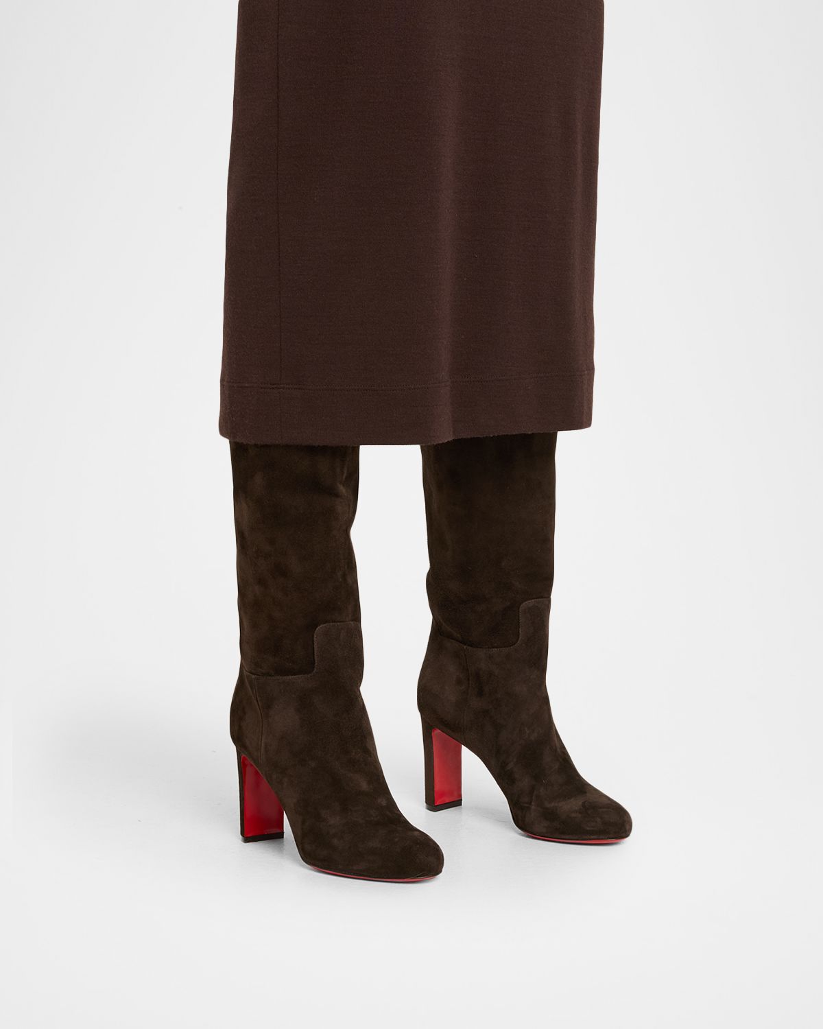 Christian Louboutin 85mm Loo Botta Suede Knee-High Boots