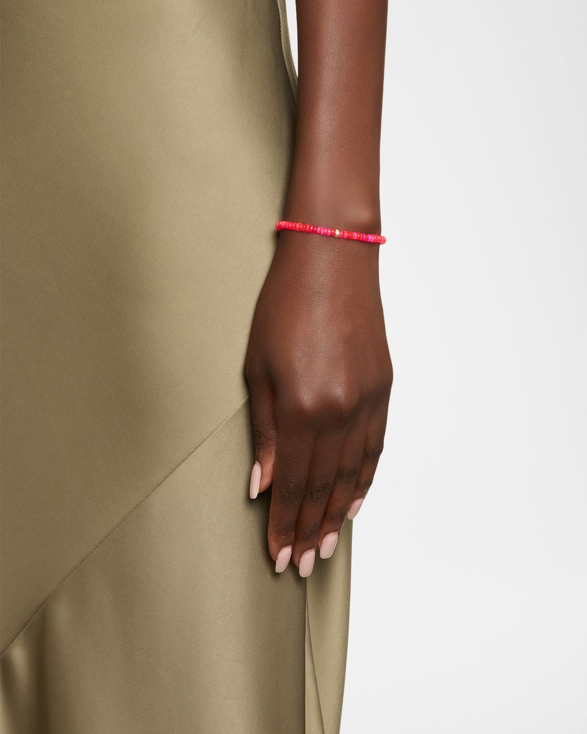 Sydney Evan 14K Pave Diamond 4mm Wheel on Hot Pink Opal Bracelet