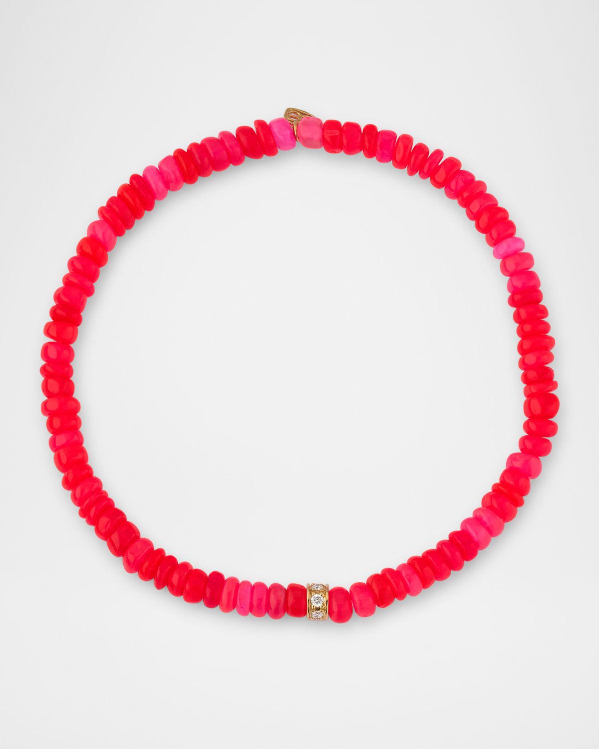 Sydney Evan 14K Pave Diamond 4mm Wheel on Hot Pink Opal Bracelet