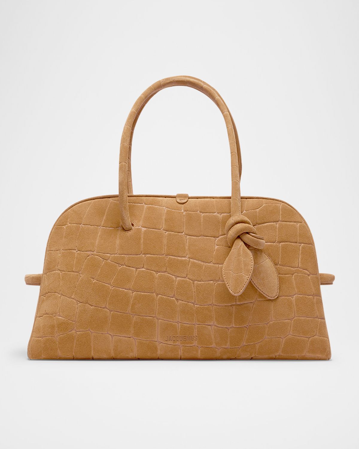 Jacquemus Le Turismo Croc-Embossed Suede Top-Handle Bowling Bag