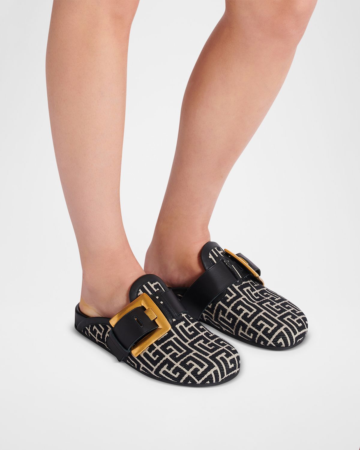 Balmain Anthem Monogram Jacquard Mules
