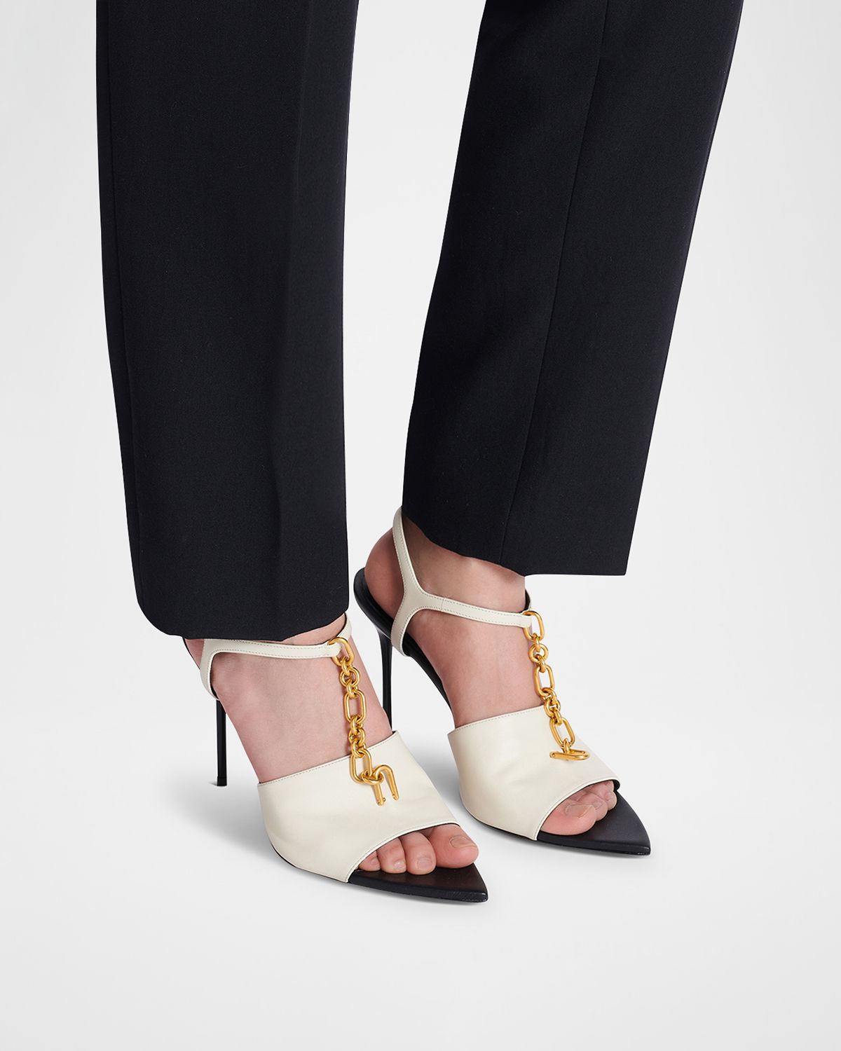 Balmain Sync Patent Leather Ankle-Strap Sandals