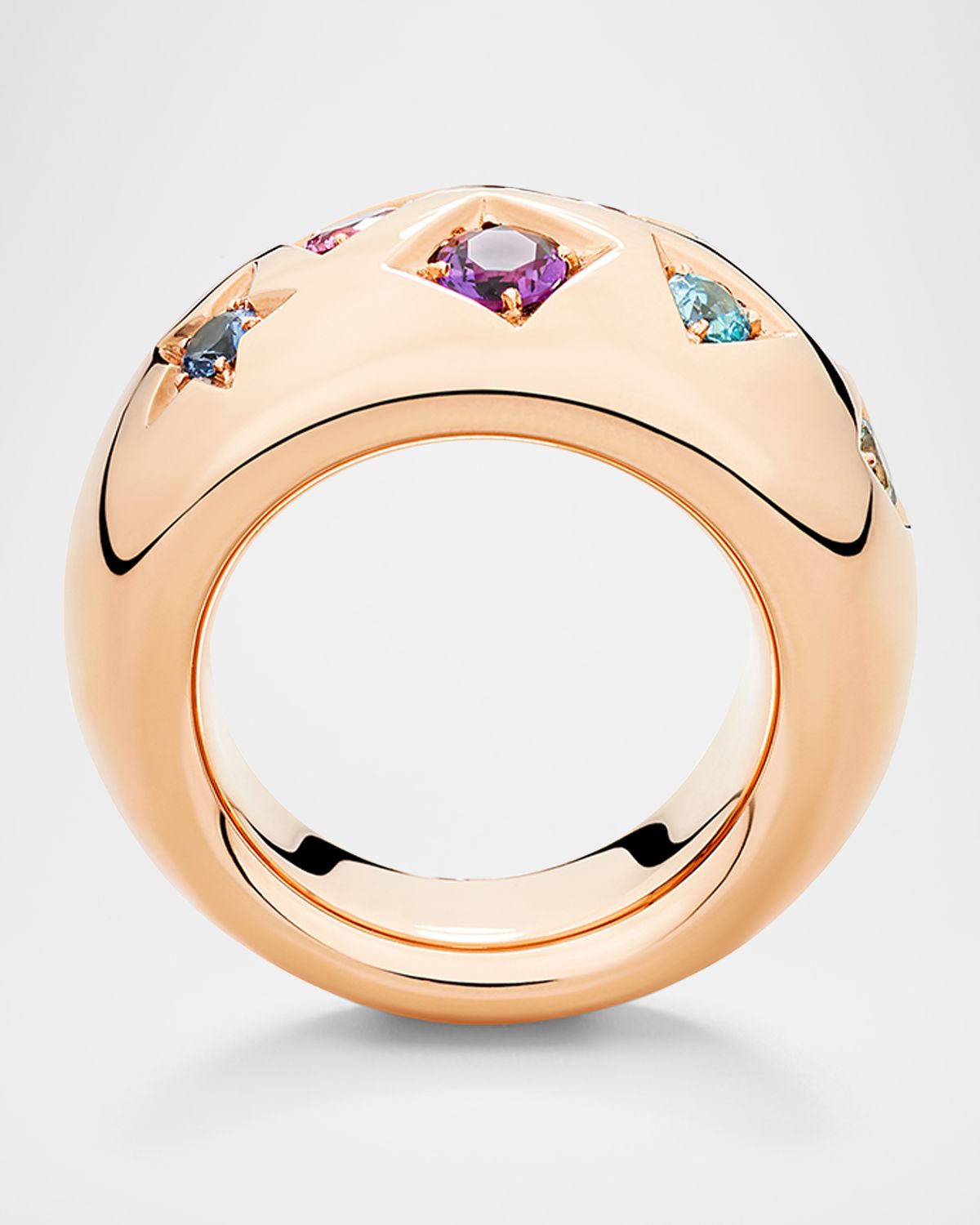 Pomellato Iconica 18K Rose Gold Ring with Rainbow Stones