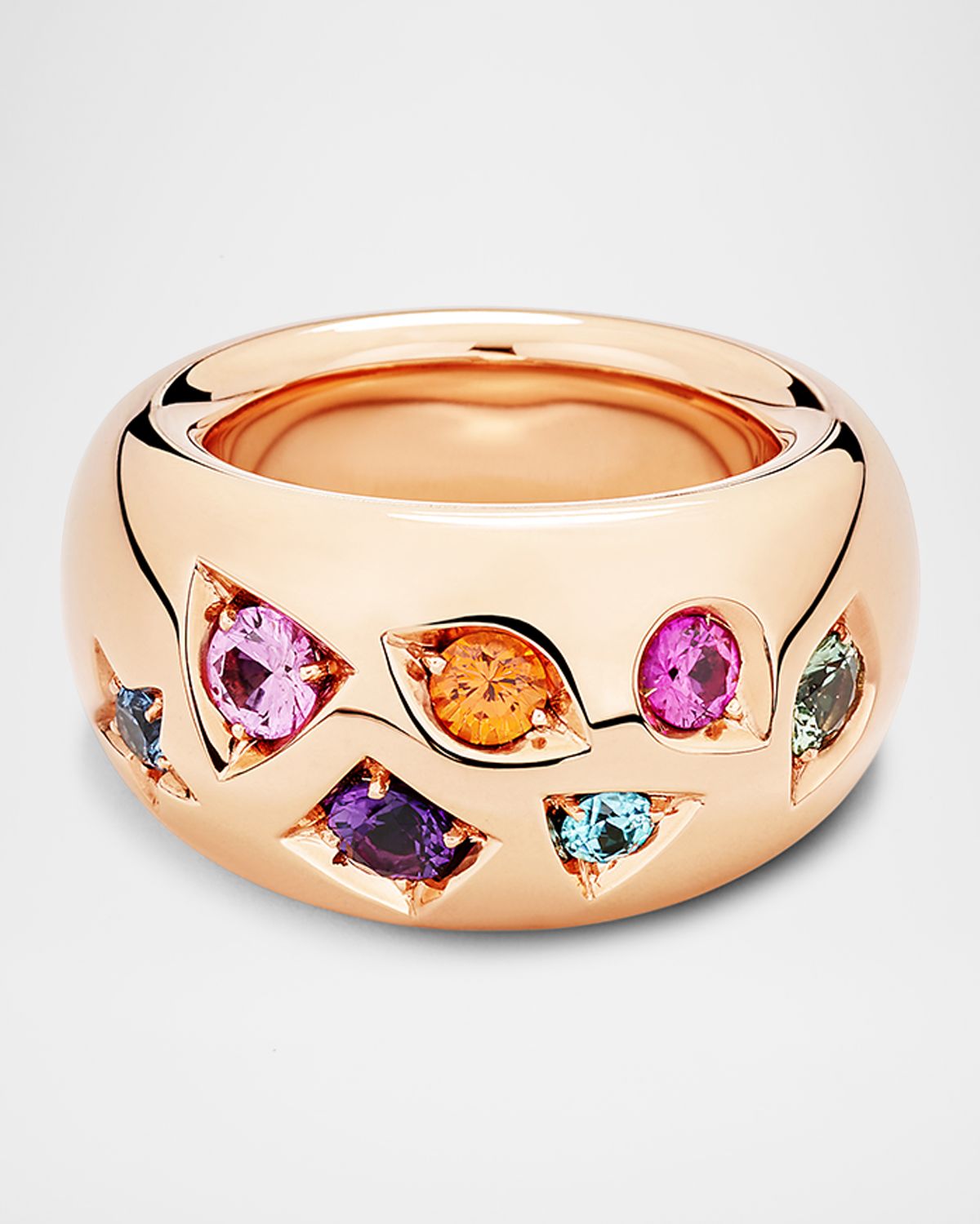 Pomellato Iconica 18K Rose Gold Ring with Rainbow Stones