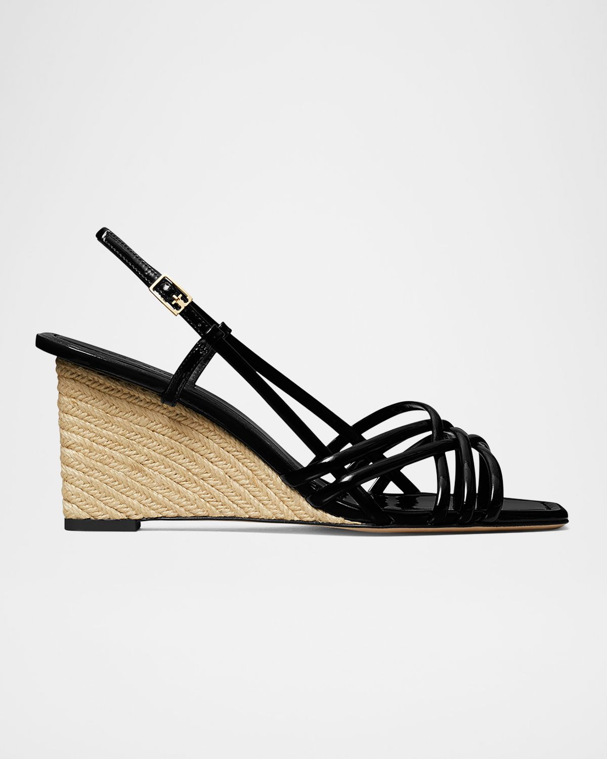 Tory Burch Multi-Strap Patent Leather Wedges