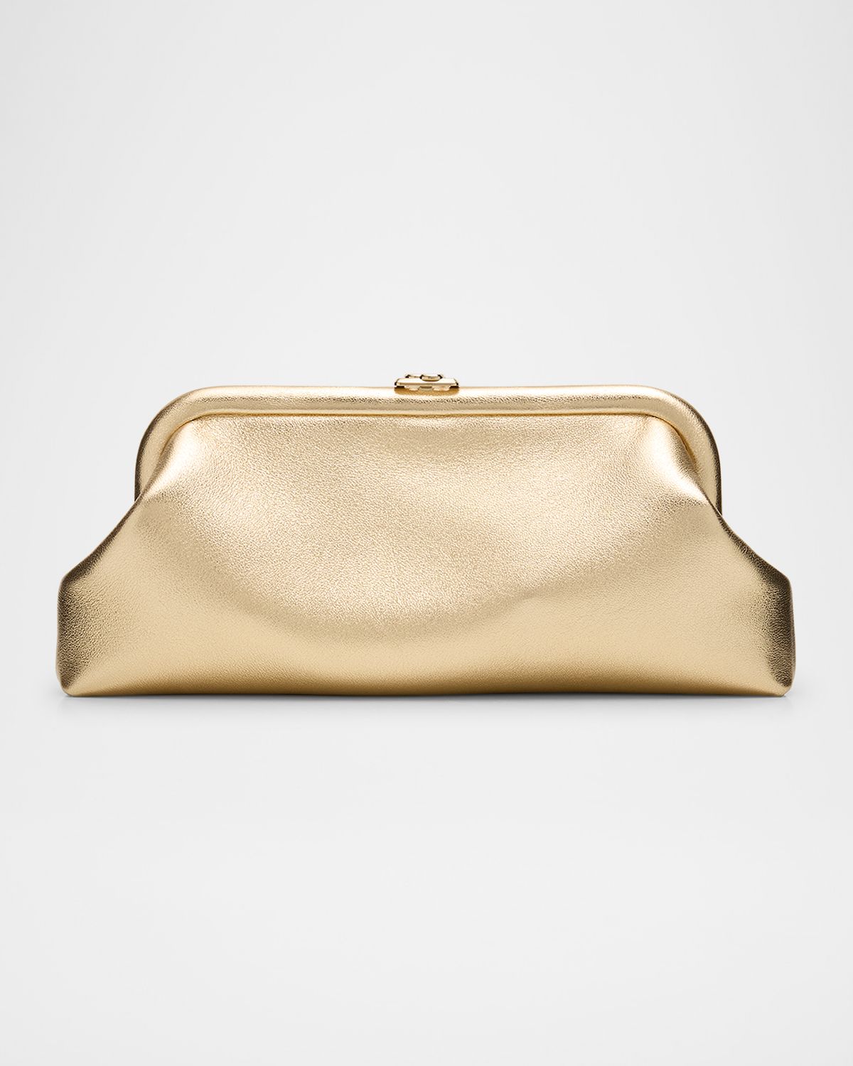 Jimmy Choo Skylar Frame Metallic Leather Clutch Bag