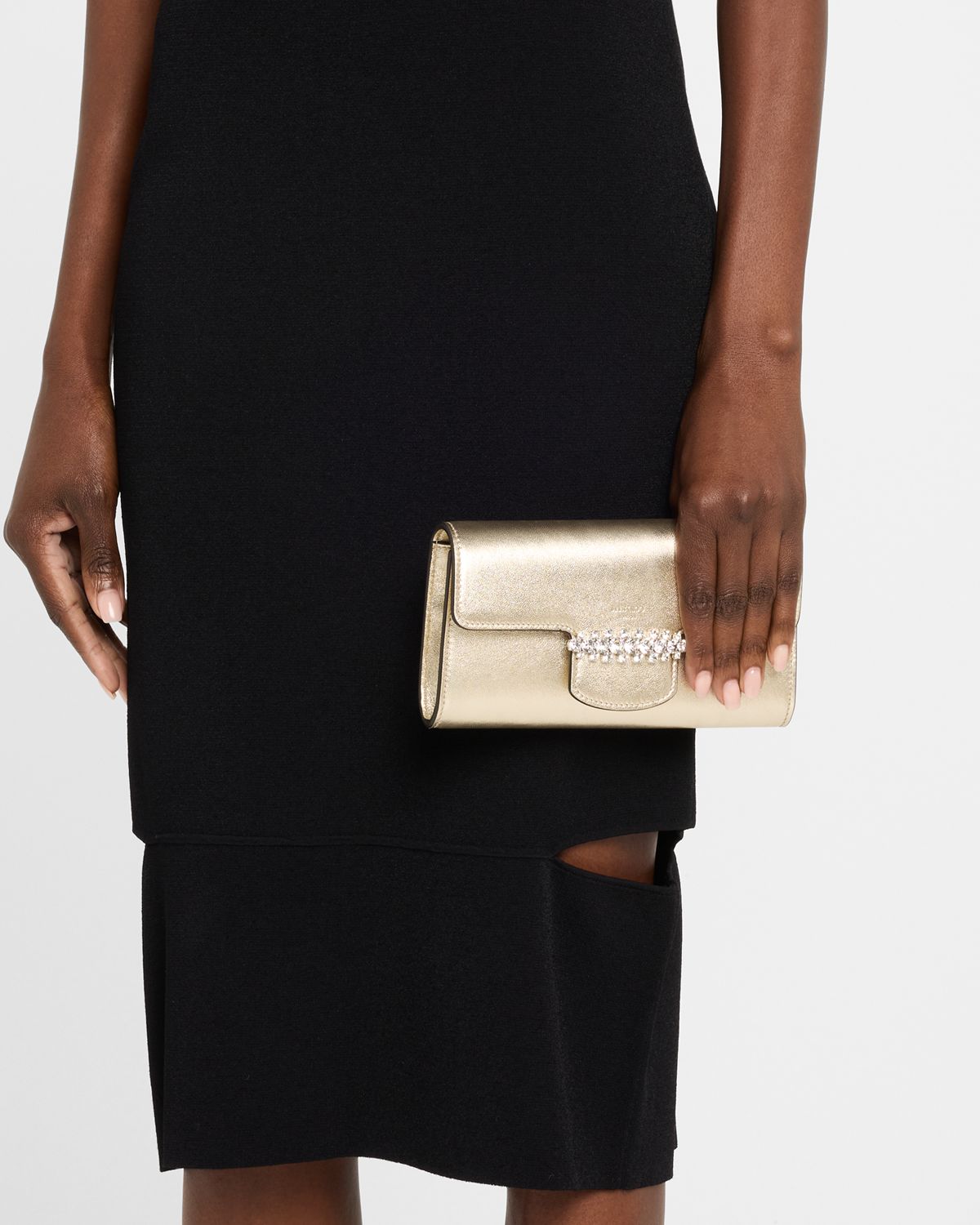 Jimmy Choo Bing Crystal Metallic Leather Wallet