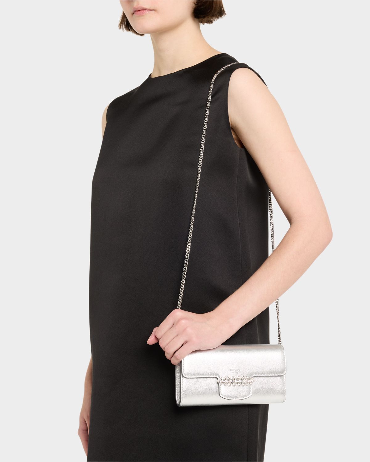 Jimmy Choo Bing Crystal Metallic Leather Wallet