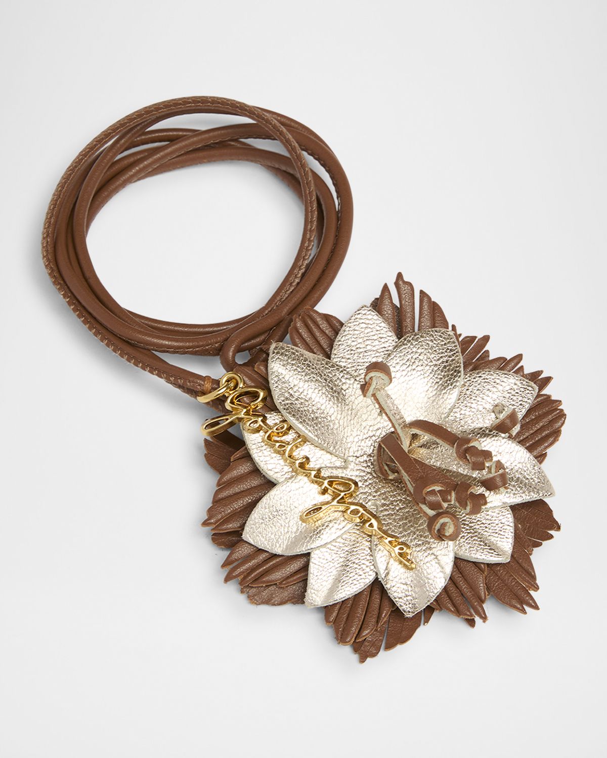 Golden Goose Metallic Leather Flower Bag Charm