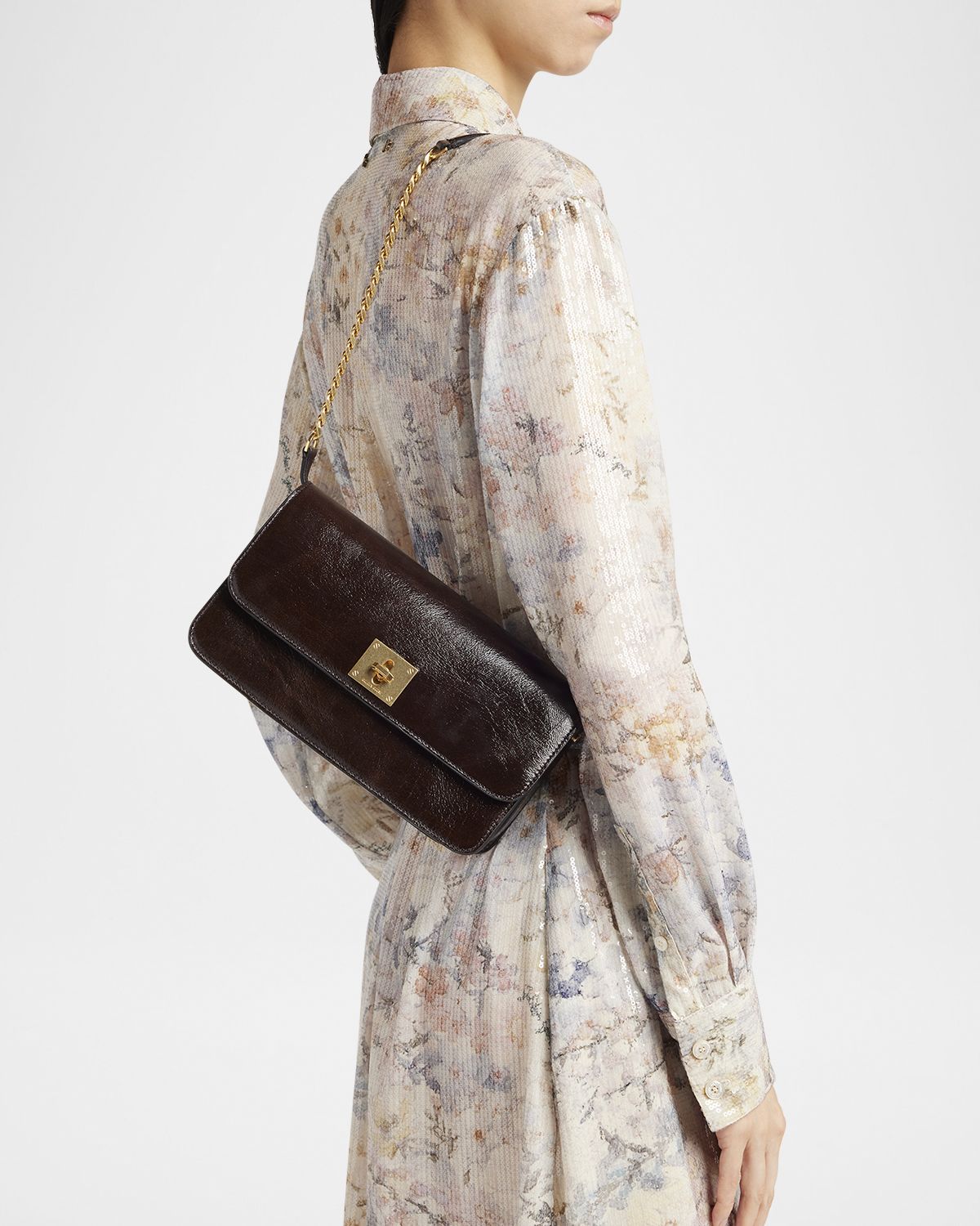 Golden Goose Gioia Shiny Wavy Leather Shoulder Bag