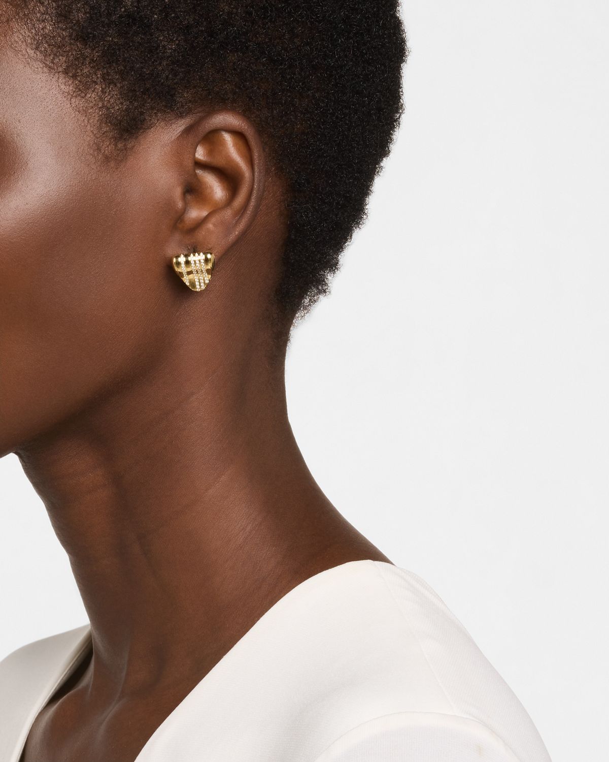 Peruffo 18K Yellow Gold Triangular Stud Earrings with Diamonds