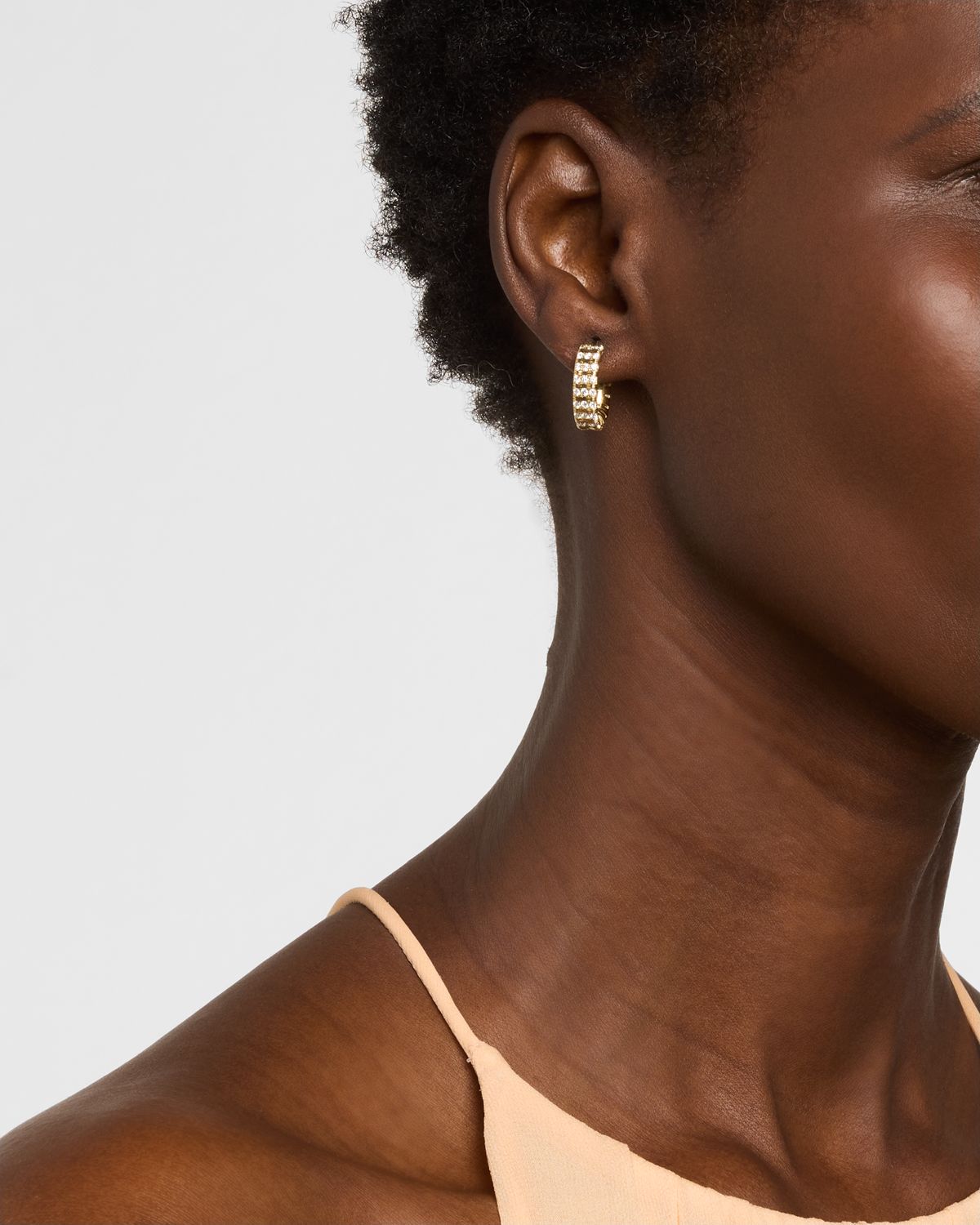 Peruffo 18K Yellow Gold Small Hoop Earrings with Alternating Diamonds
