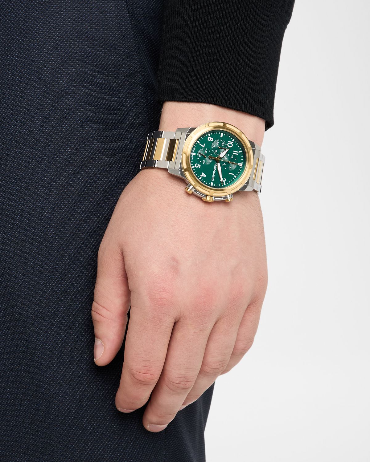 Ferragamo Sport Chrono 44mm Two Tone Bracelet Watch