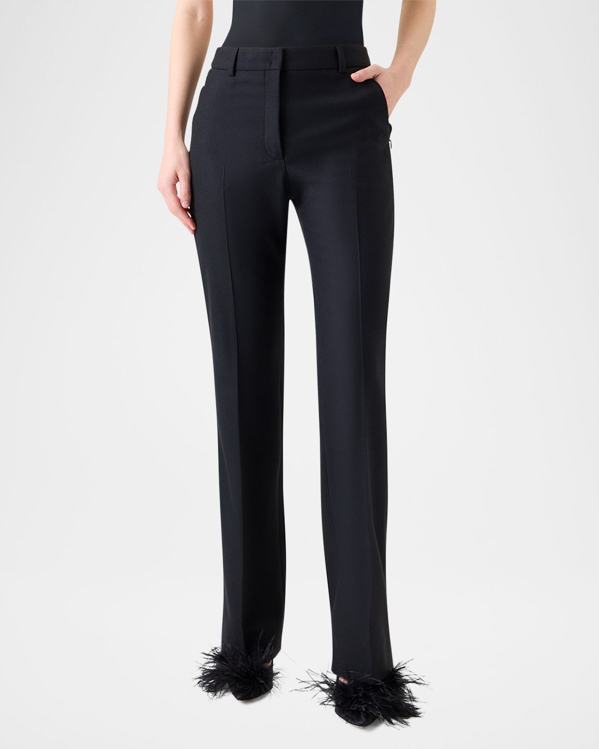 Akris Marilyn Wool Stretch Flannel Bootcut-Leg Ankle Pants