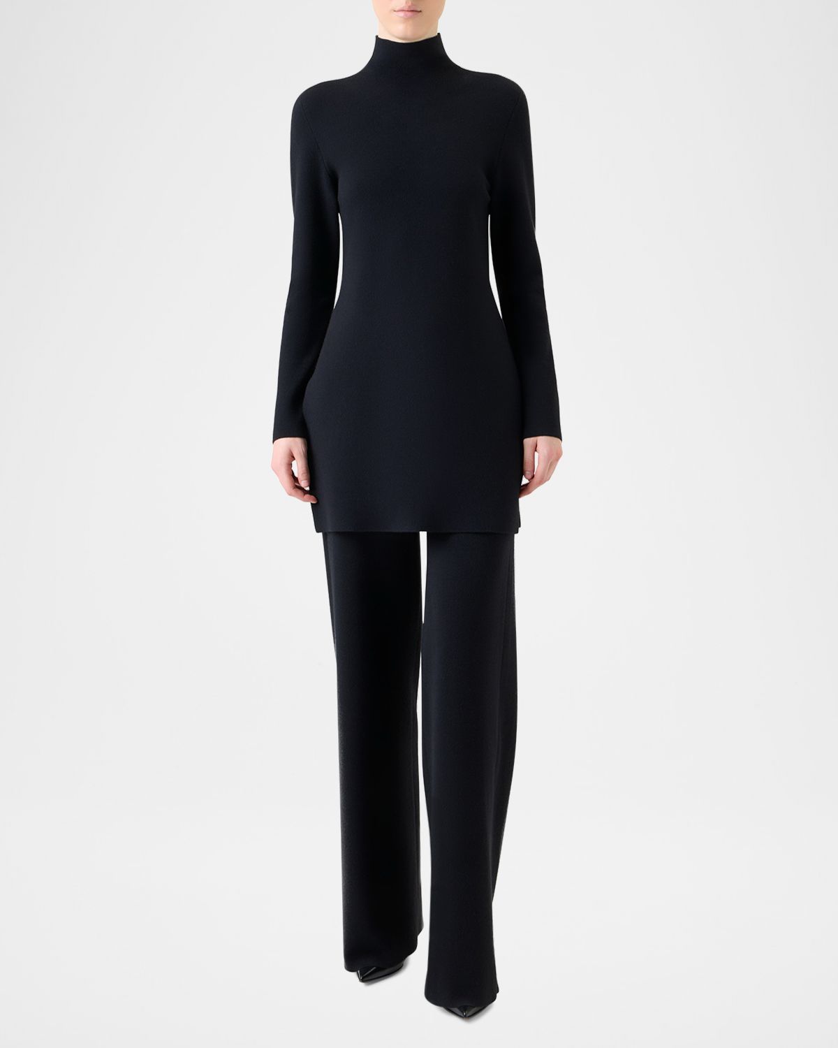 Akris Turtleneck Cashmere-Silk Milano Knit Tunic Sweater