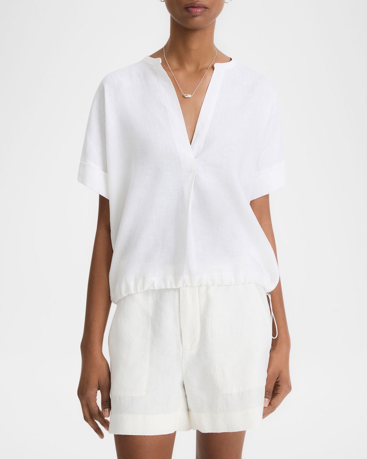 Vince Short-Sleeve Linen Top