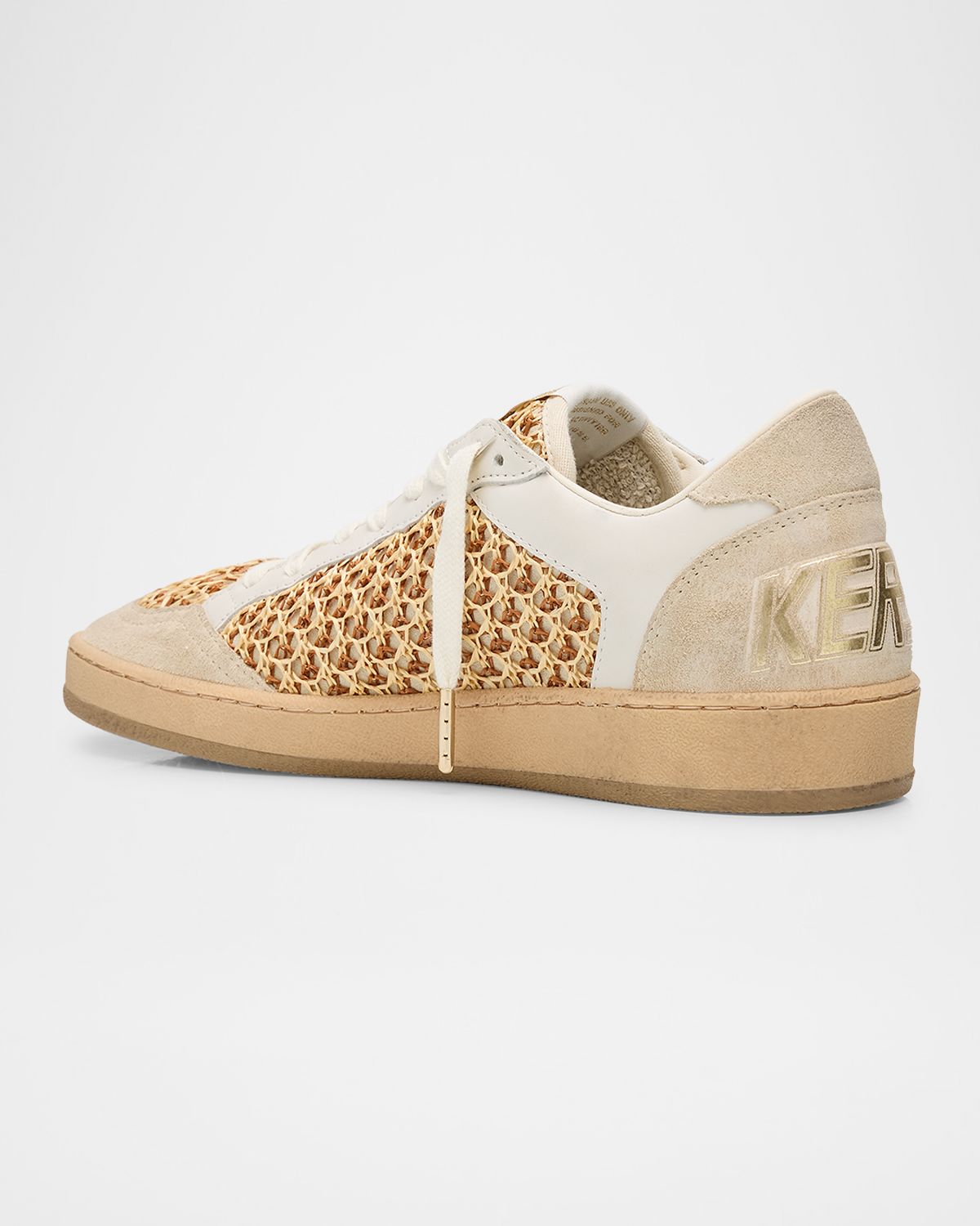 Golden Goose Ball Star Raffia Net Leather Low-Top Sneakers