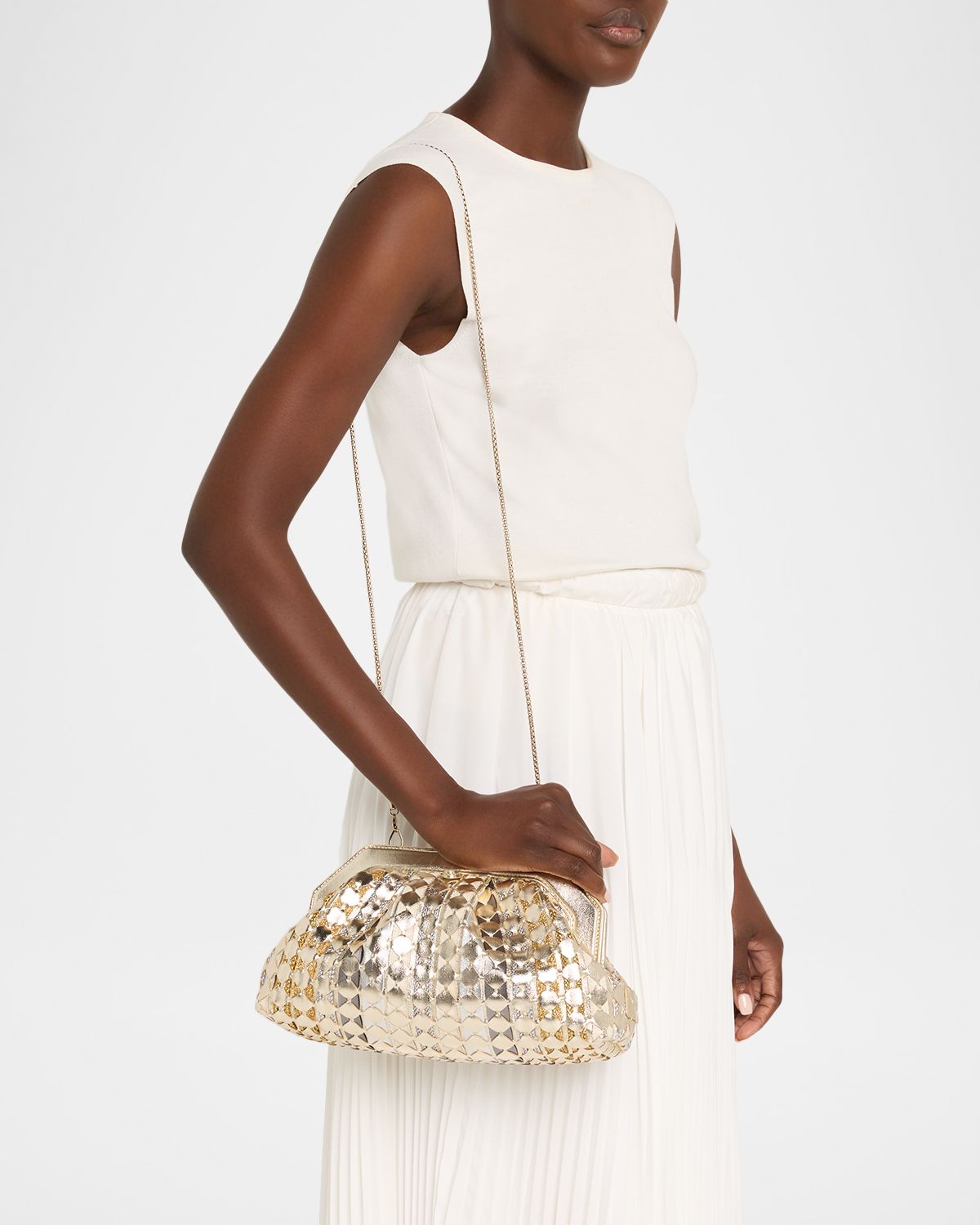 Serapian Secret Woven Mosaic Metallic Leather Clutch Bag