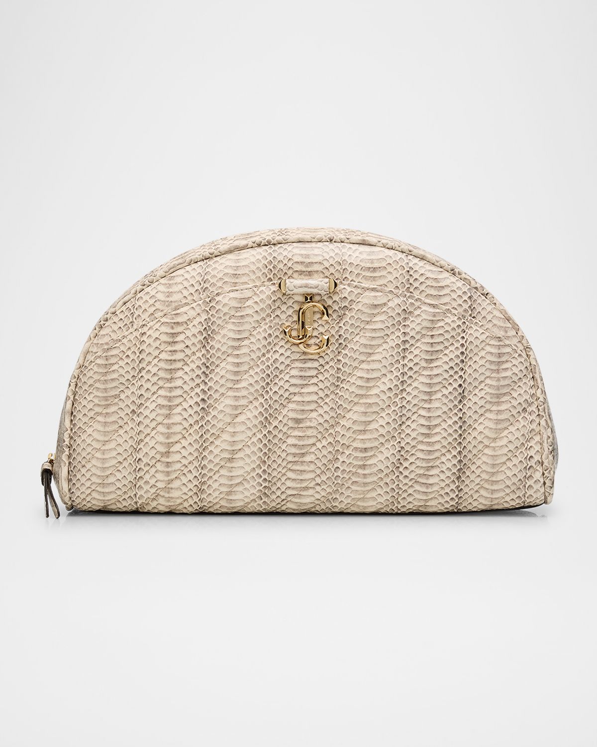 Jimmy Choo Avenue Quilted Snakeskin-Print Leather Pouch