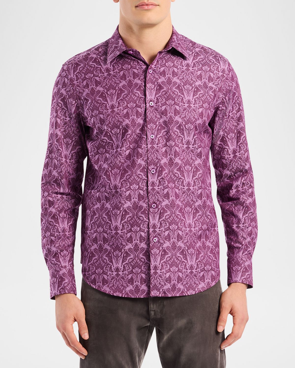 Robert Graham Men 's Highland Tonal Damask Sport Shirt | Thumbnail 4 Robert Graham Men 's Highland Tonal Damask Sport Shirt | Thumbnail 4