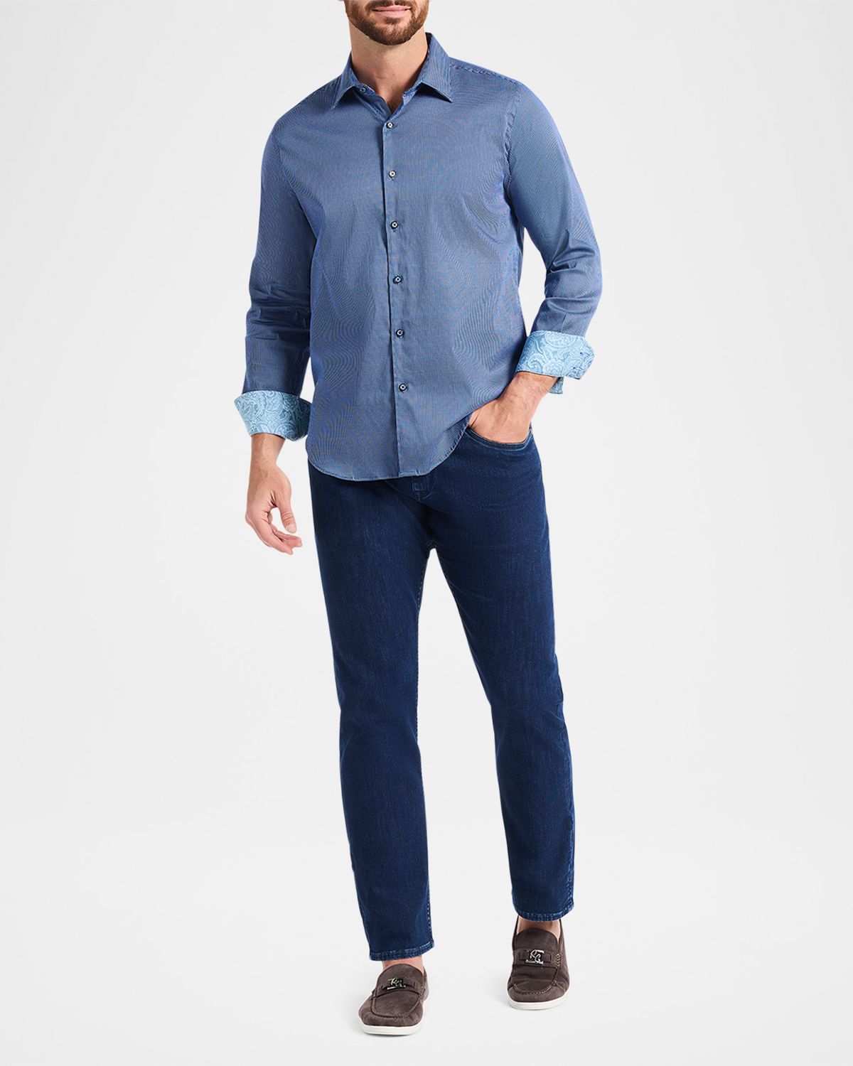 Robert Graham Men 's Cortland Micro-Check Stretch Sport Shirt