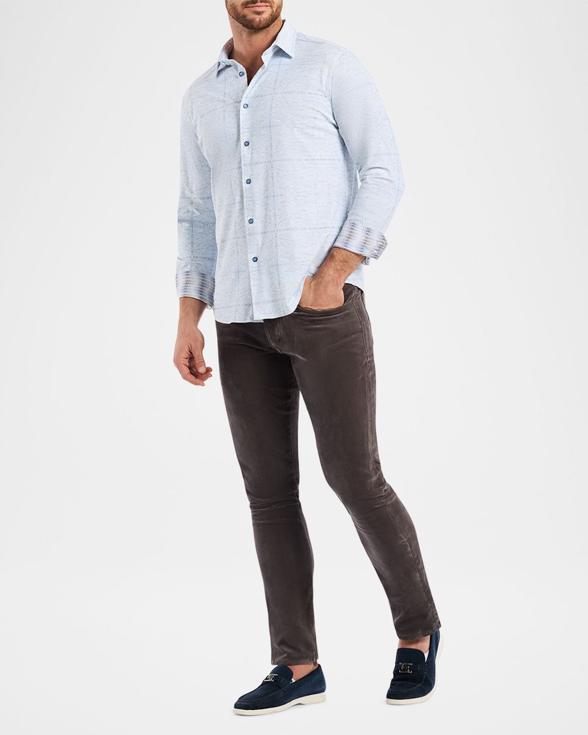 Robert Graham Men 's Irving Windowpane Stretch Sport Shirt