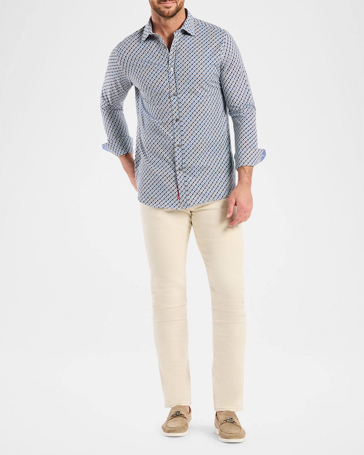 Robert Graham Men 's Cooper Geometric Stretch Sport Shirt