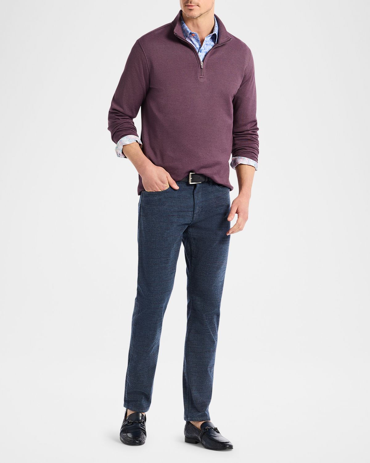 Robert Graham Men 's Troland Stripe Quarter-Zip Sweater